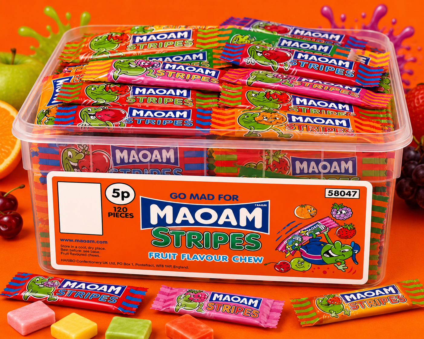 Haribo Maoam Stripe Tub 840g 120 Count