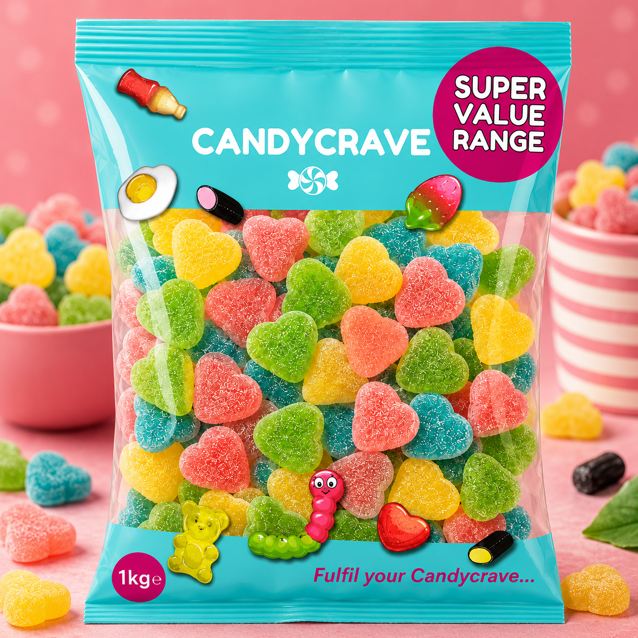 1KG Candycrave Super Value Multicolour Hearts