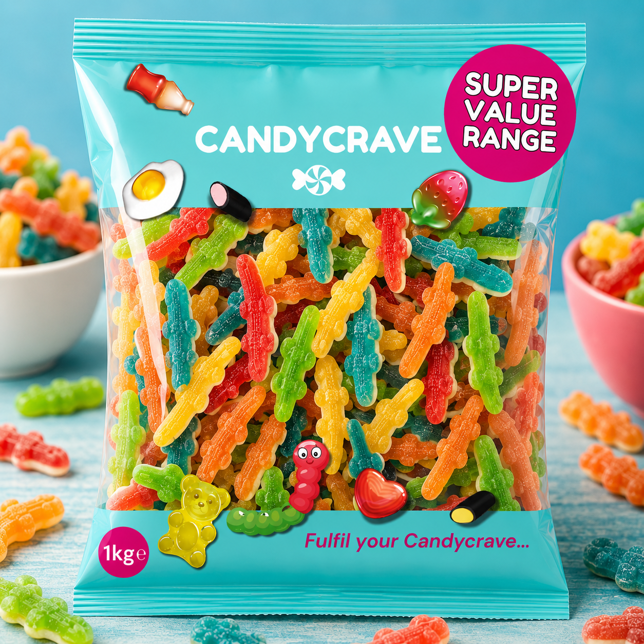 1KG Candycrave Super Value Multicolour Crocodile